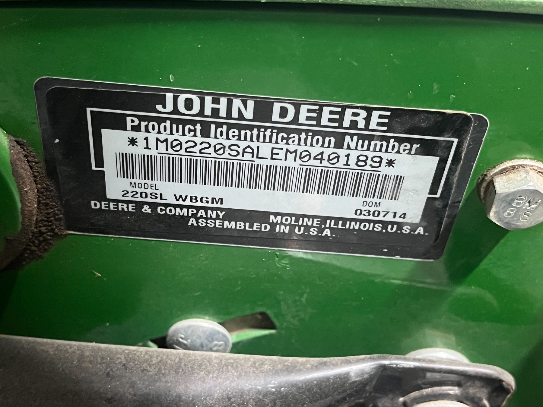 220sl discount john deere